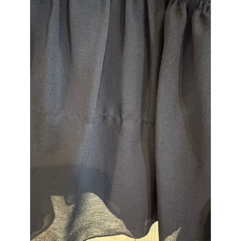 SeeByChloe Dark Navy Blue Smocked Peplum Ruffle Bell Sleeve Top SZ 6 Dainty - Picture 8 of 8